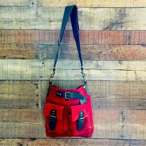 Mo & Co Red Suede Crossbody